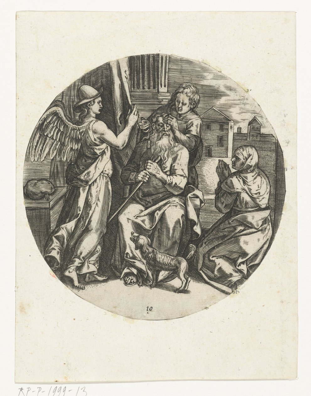 Tobie guérit le vieux Tobit aveugle (Histoire de Tobie) - Anonymous