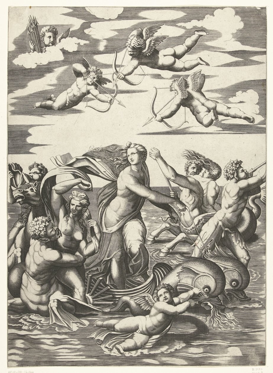 Triomphe de Galatée avec tritons et néréides et putti - Anonymous