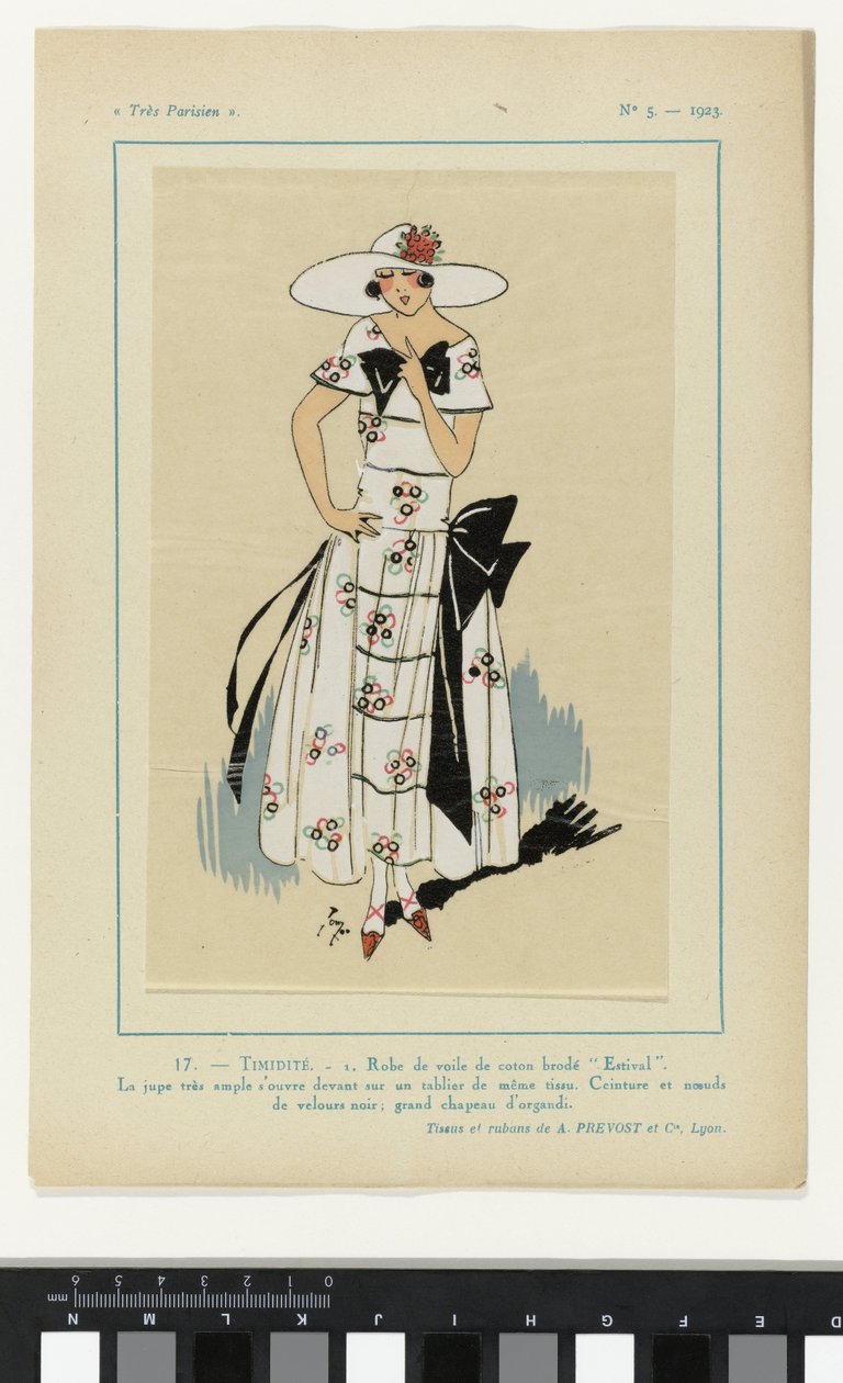 Très Parisien, 1923, No 5: 17.- TIMIDITÉ. - 1. Robe de voile - Anonymous