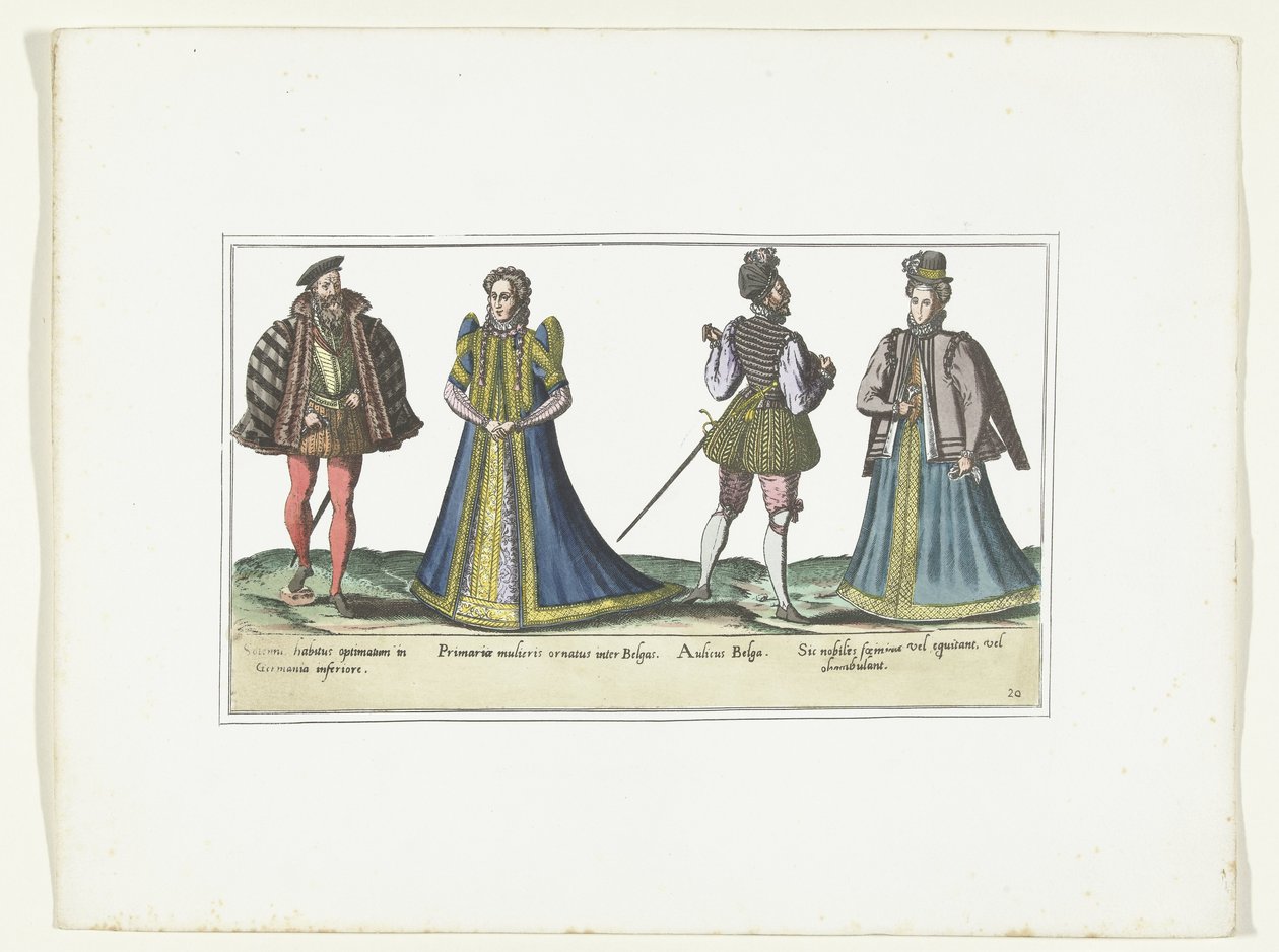 Deux femmes et deux hommes habillés selon la mode en Rhénanie-du-Nord-Westphalie et en Flandre, vers 1580 - Anonymous