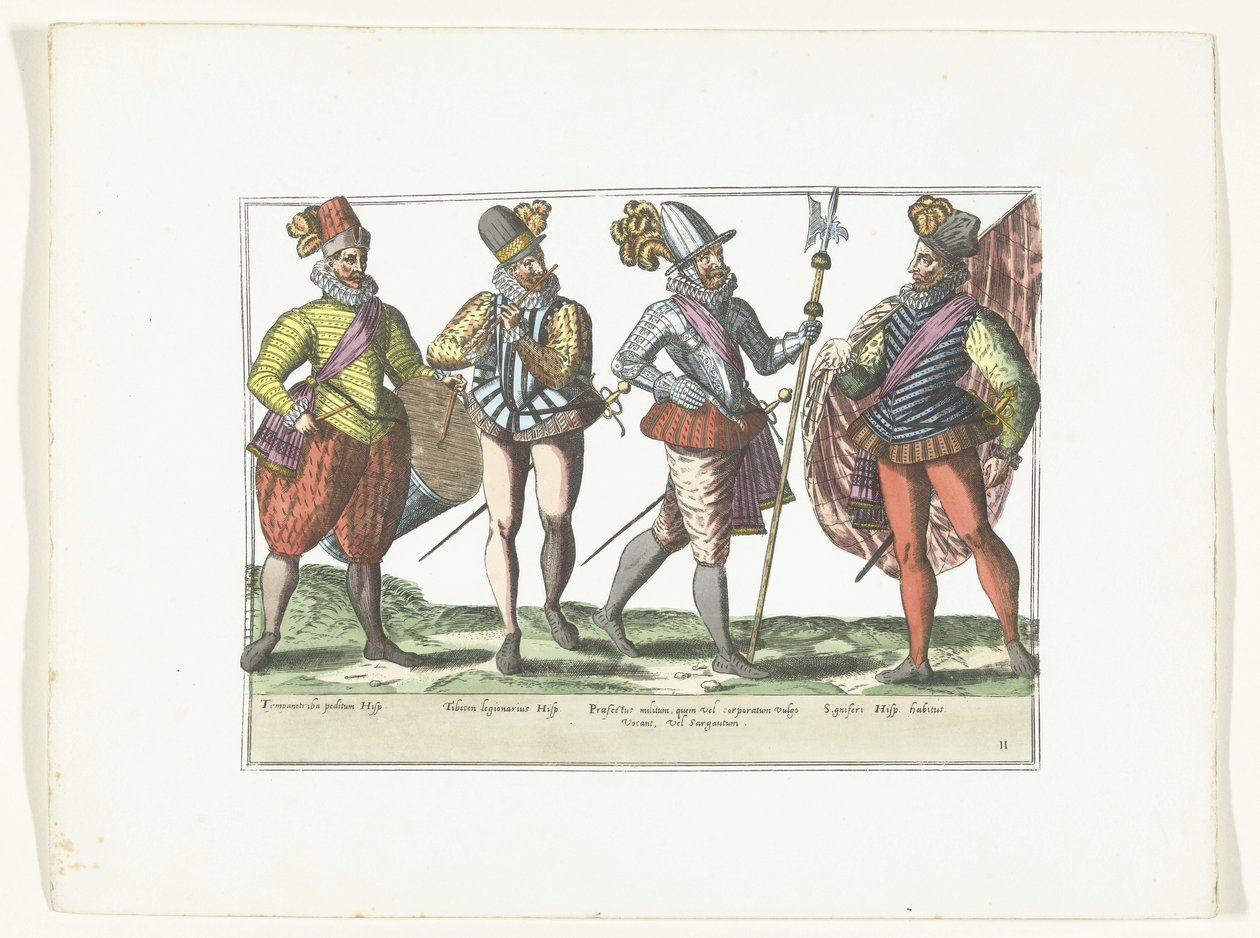 Quatre militaires espagnols en uniforme, vers 1580 - Anonymous