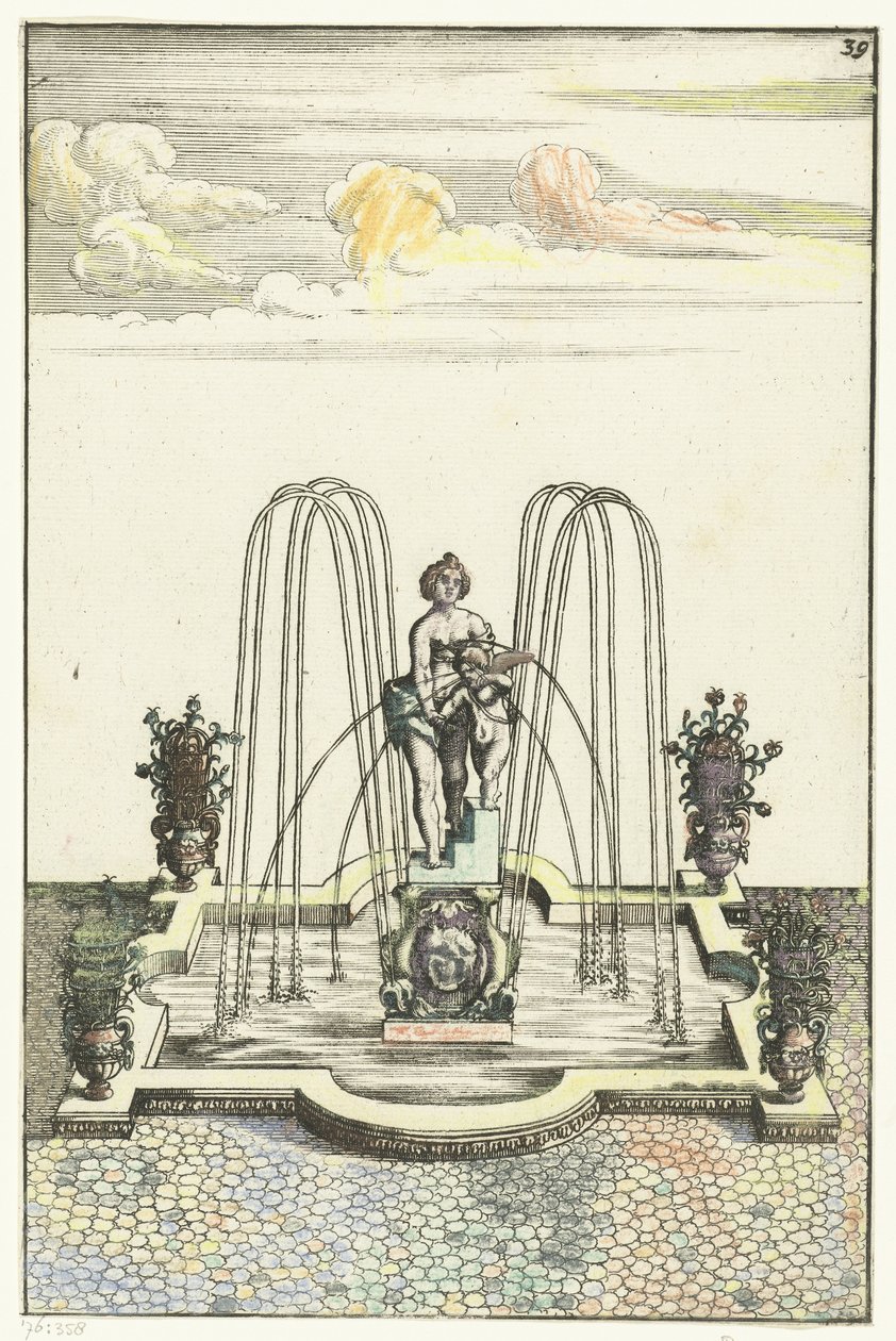 Bassin carré avec des saillies semi-circulaires - Anonymous