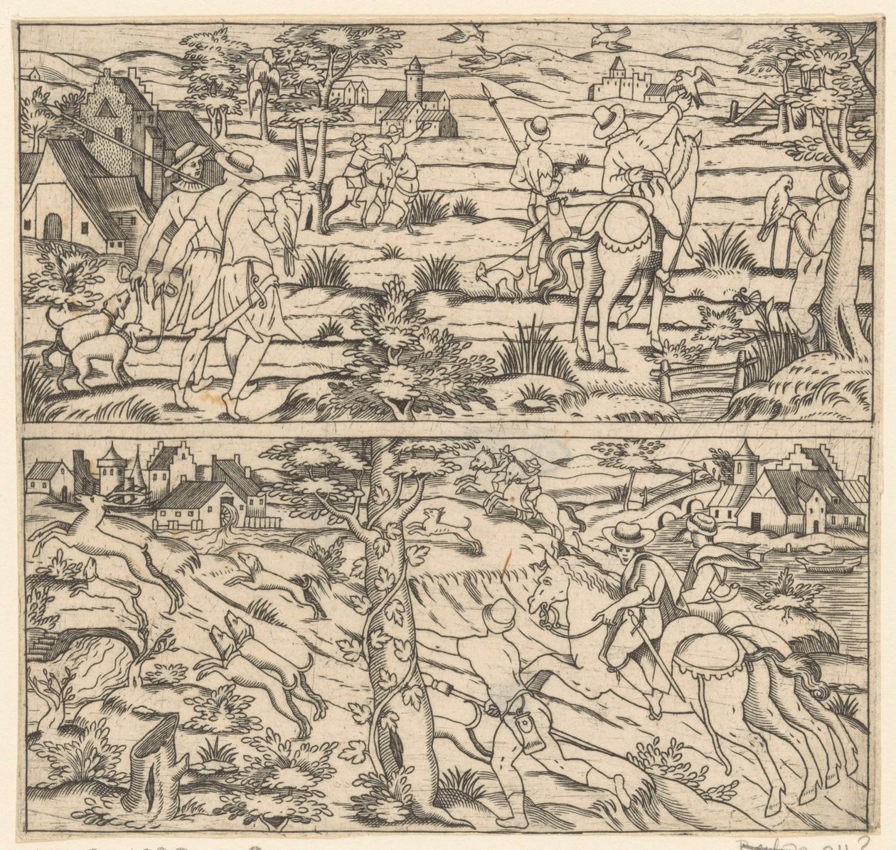 Chasse aux oiseaux et chasse aux cerfs - Anonymous