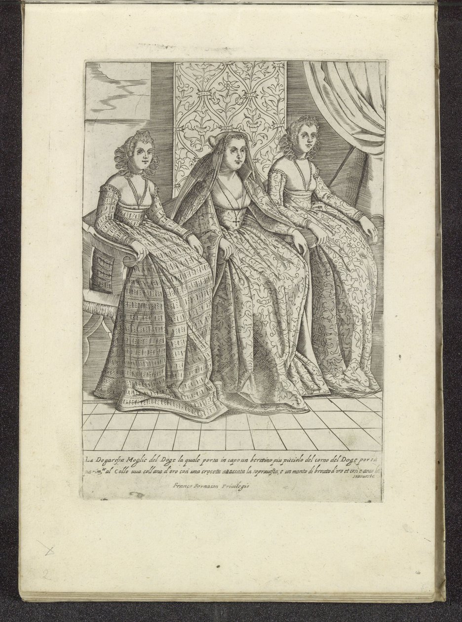 Femme du doge avec deux femmes - Anonymous