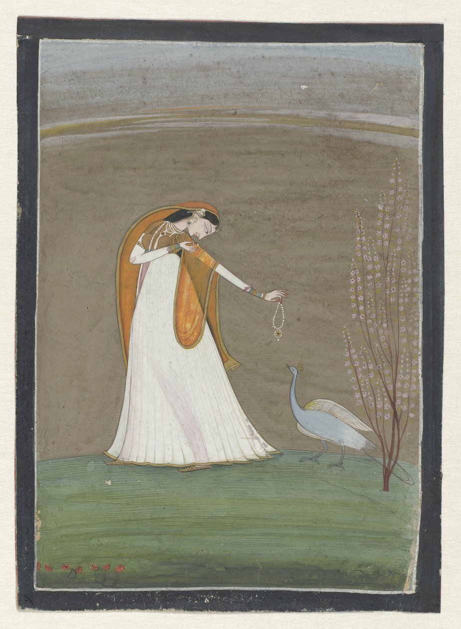 Femme avec un paon - Anonymous