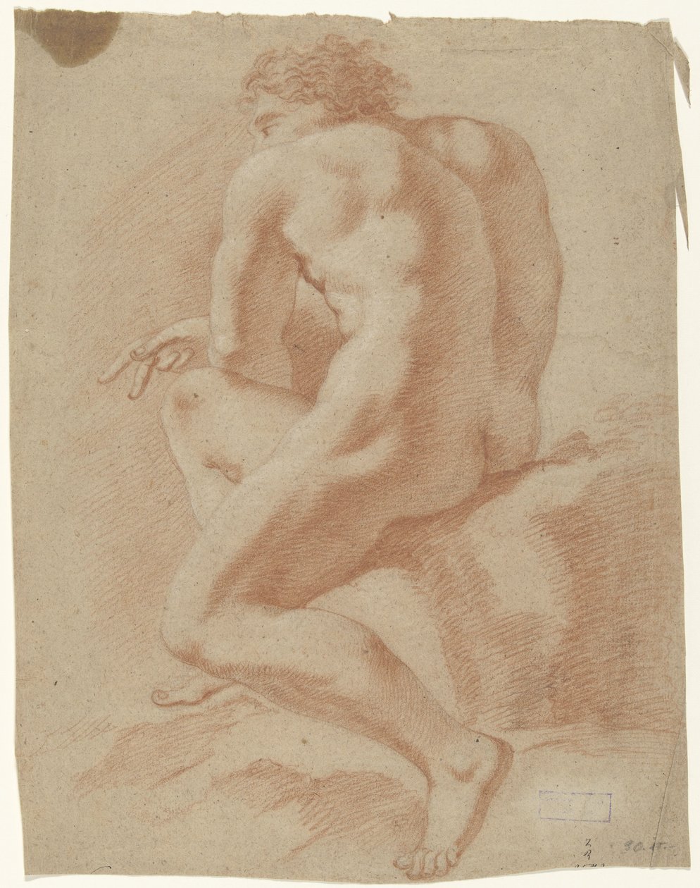 Homme nu assis, vu de dos, vers la gauche - Anonymous