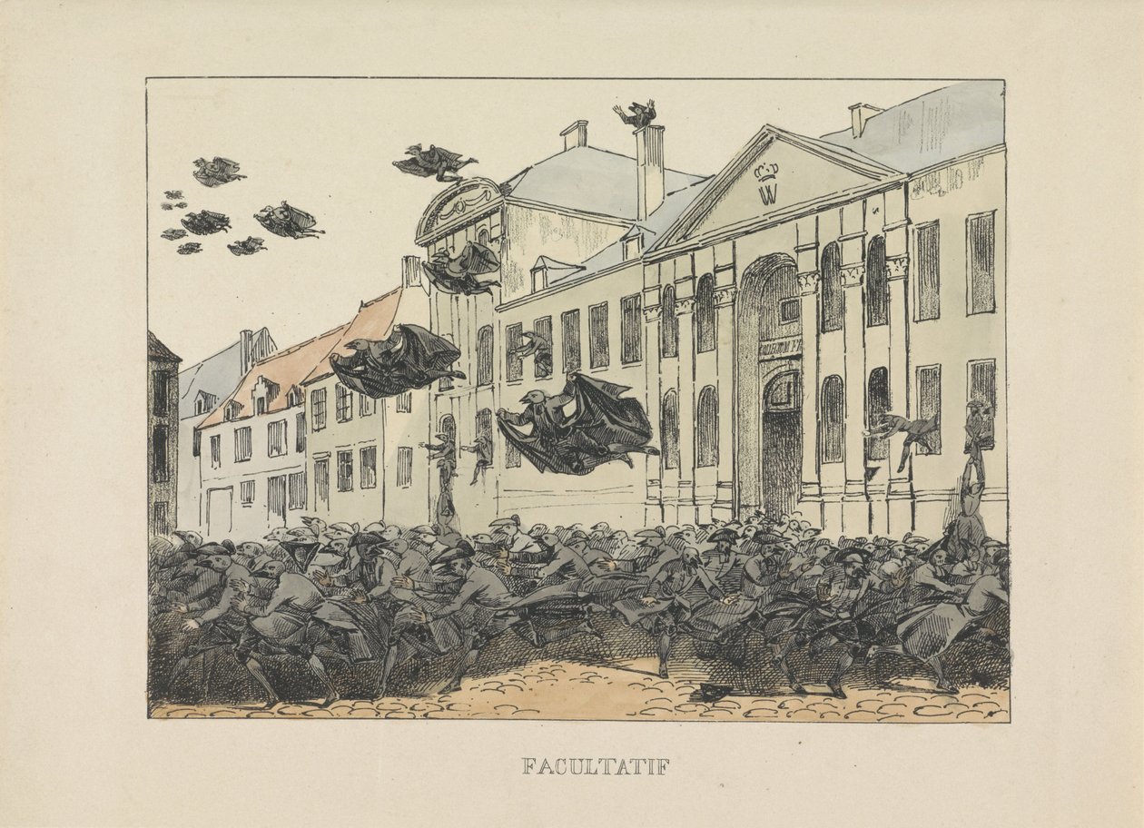 Corbeaux noirs fuyant le Collegium Philosophicum, 1829 Facultatif - Anonymous