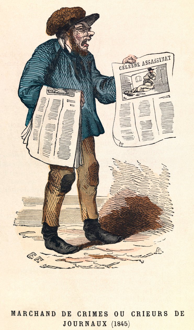 Un crieur de journaux en 1845, gravure - Anonymous Anonymous
