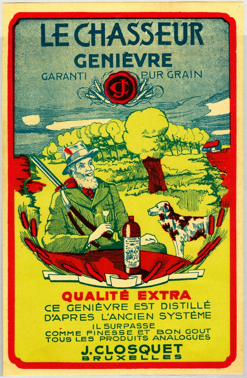 Autocollant publicitaire pour le genièvre de Belgique - Anonymous Anonymous