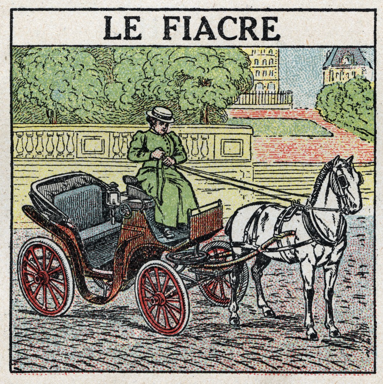Traction animale : le fiacre. Illustration anonyme de 1925. Collection privée. - Anonymous Anonymous