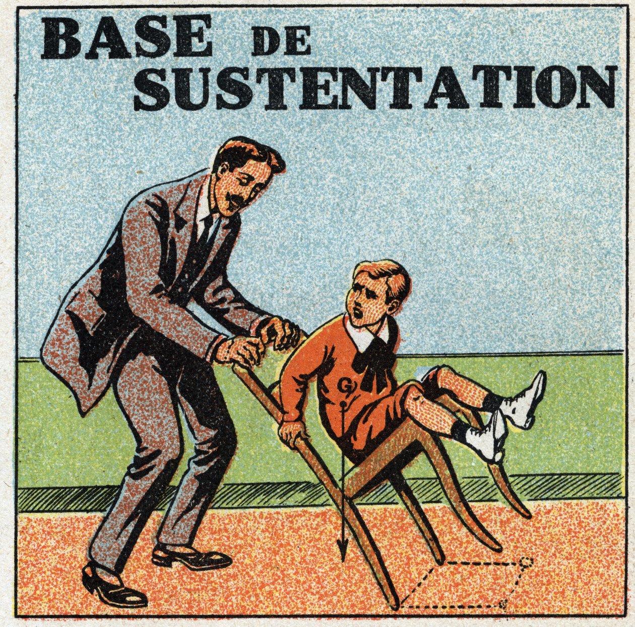 Équilibre des solides : base de soutien. Illustration anonyme de 1925. Collection privée. - Anonymous Anonymous