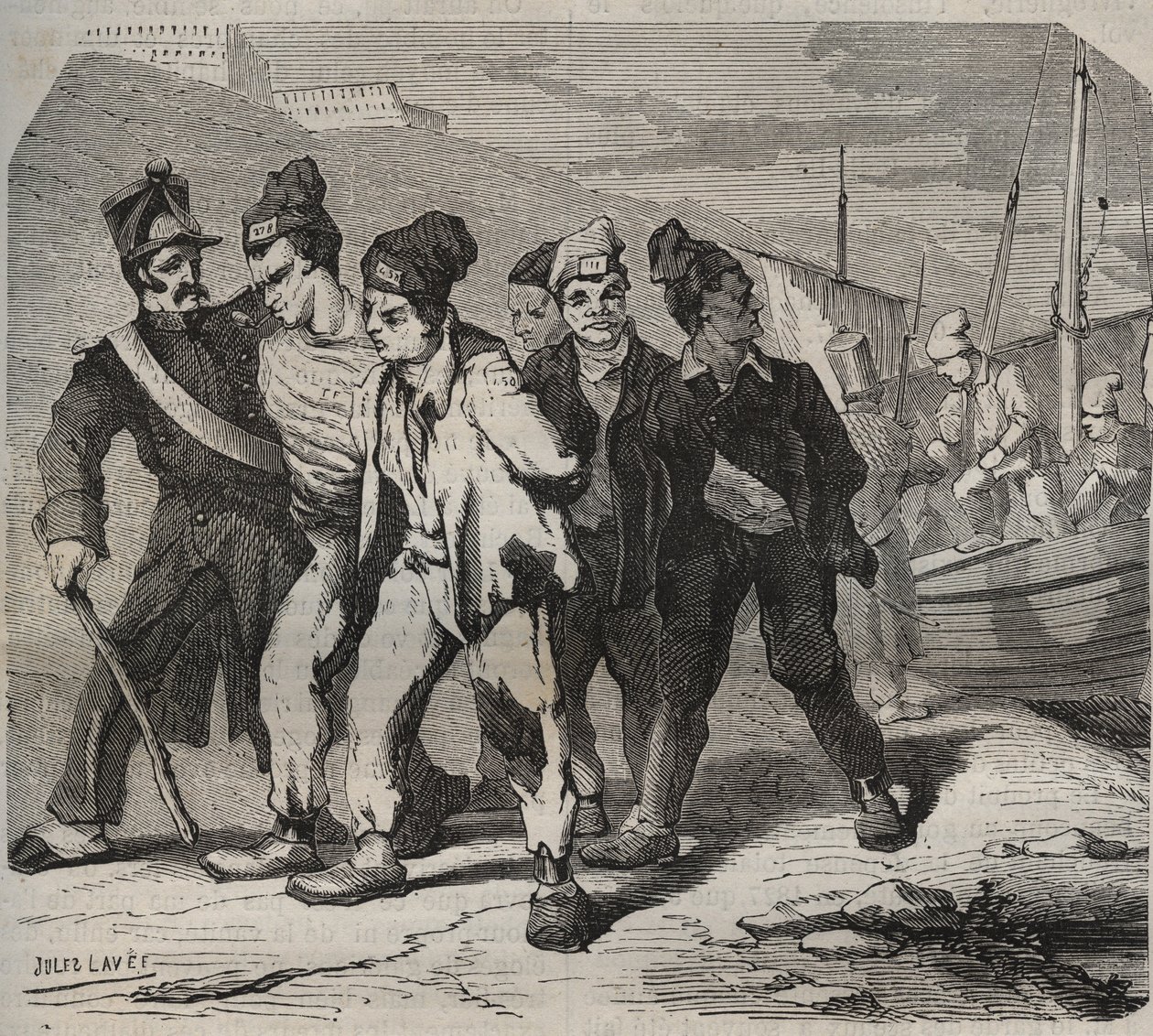 Belle-Ile-en-Mer au XIXe siècle. Gravure dans "Histoire des bagnes depuis leur création à nos jours" (1877) par Pierre Zaccone (1817-1895). - Anonymous Anonymous