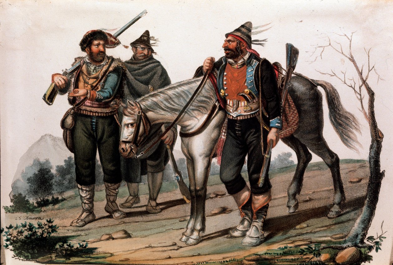 Brigandage en Calabre, Italie. Gravure du 19ème siècle Collection privée - Anonymous Anonymous