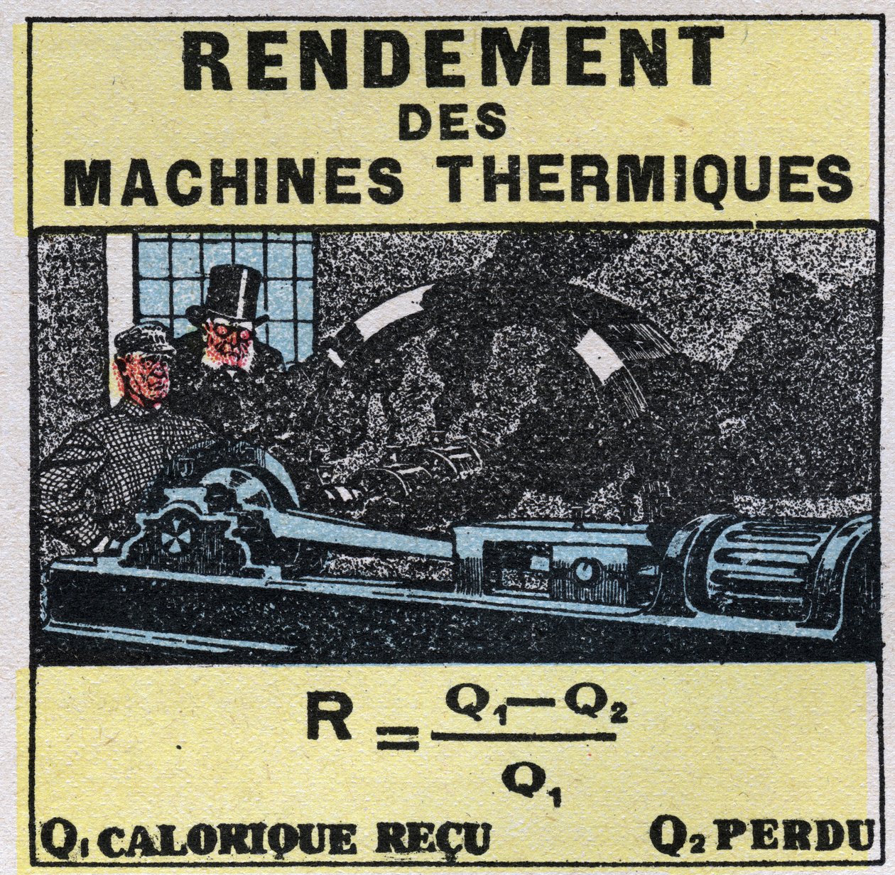 Calorimétrie : efficacité des machines thermiques. Illustration anonyme de 1925. Collection privée. - Anonymous Anonymous