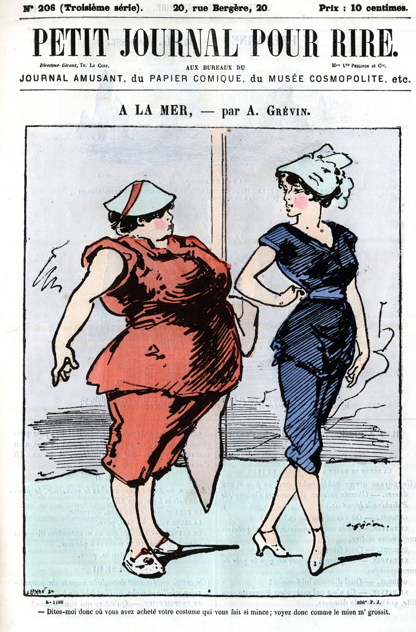 Caricature sur les gens en mer. Deux femmes, dont l