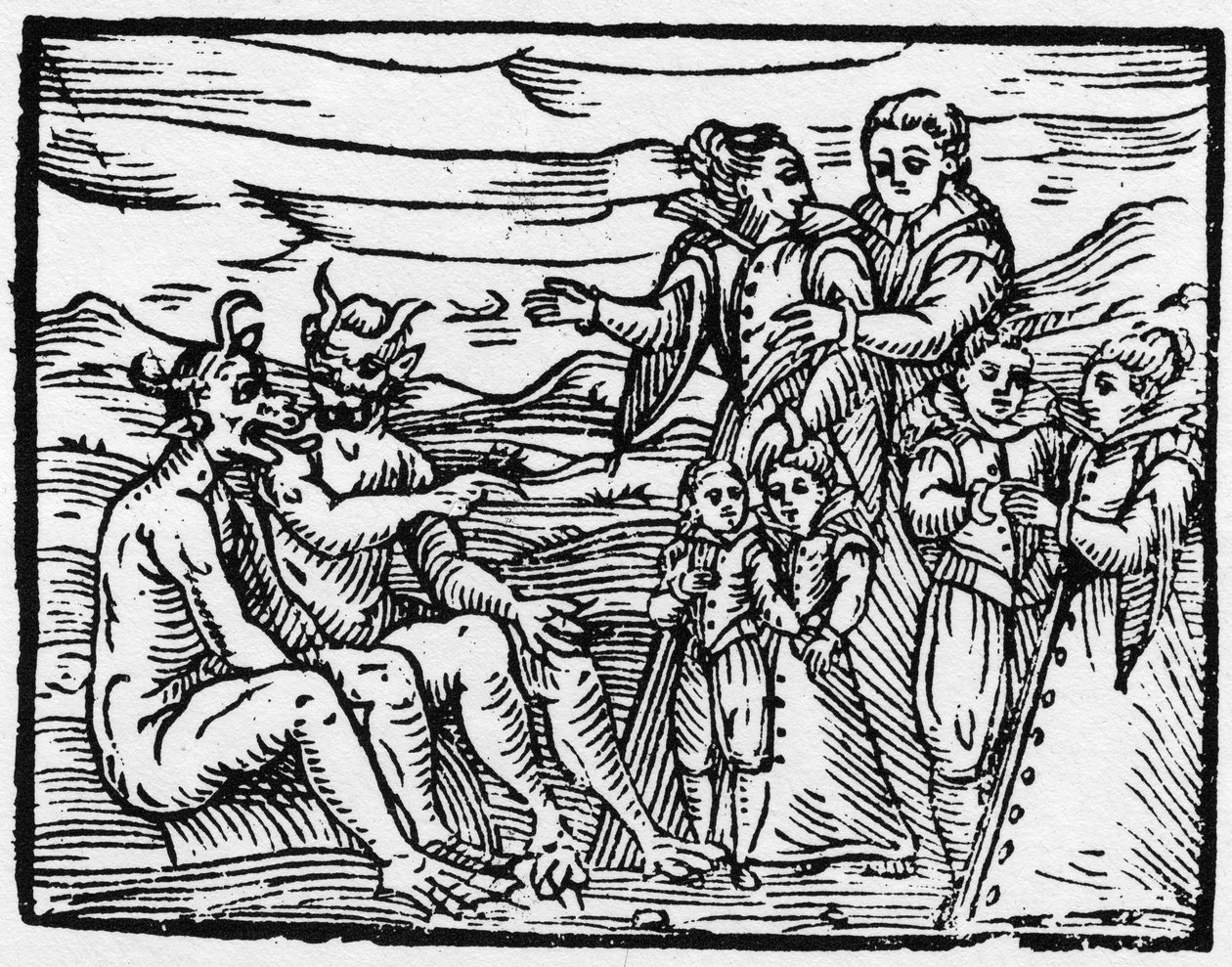 Enfant admis au sabbat pour la première fois - "Compendium Maleficarum", traite des sorcières, de leurs maux et de leurs sortilèges par Francesco Maria Guazzo ou Guaccio ou Guaccius (15?? -16??) 1608 Collection Privée - Anonymous Anonymous