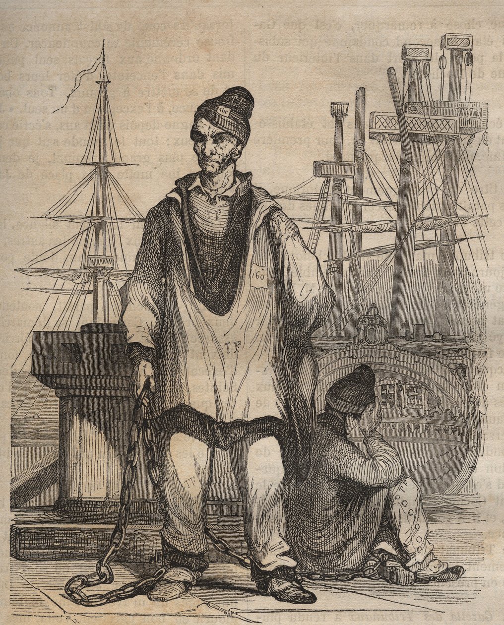 Condamnations à perpétuité au bagne de Rochefort au XIXème siècle. Gravure dans « Histoire des bagnes depuis leur création à nos jours » (1877) par Pierre Zaccone. Collection privée. - Anonymous Anonymous