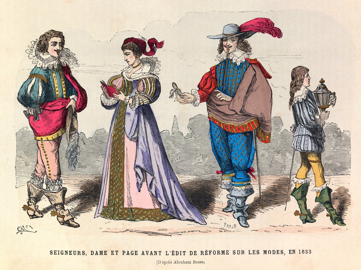 Costumes de seigneurs, dame et page avant l