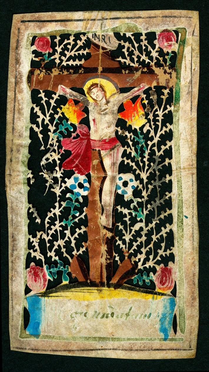 Crucifixion. Image pieuse dans le canal. Inscriptions INRI. Collection privée - Anonymous Anonymous