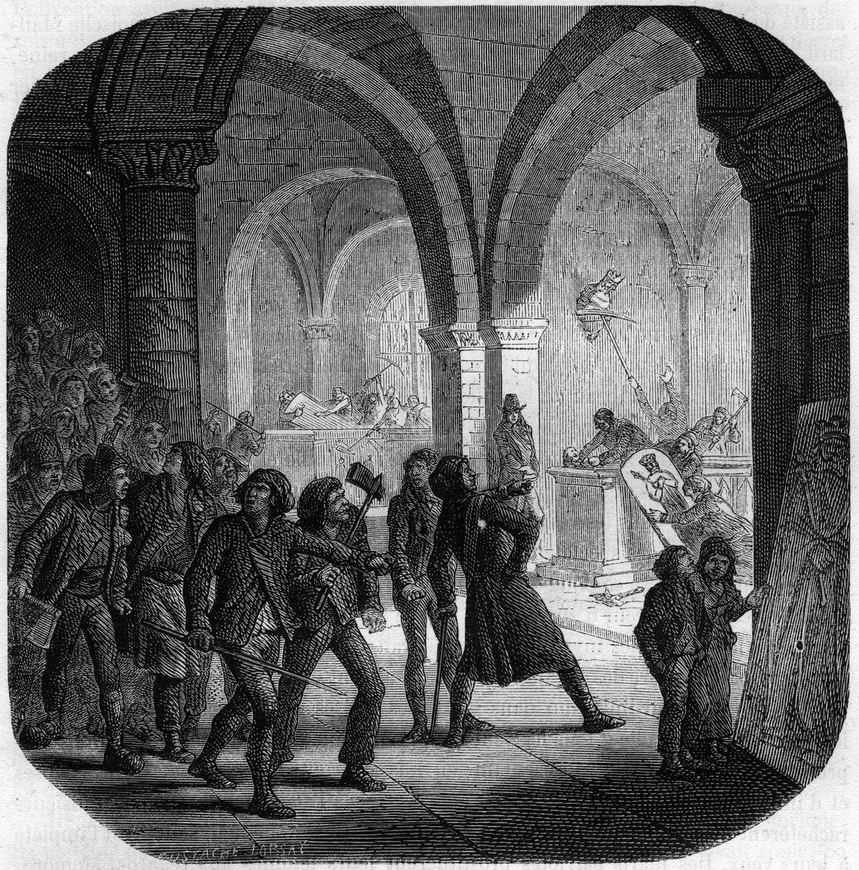 Destruction des tombes royales de la monarchie française dans l