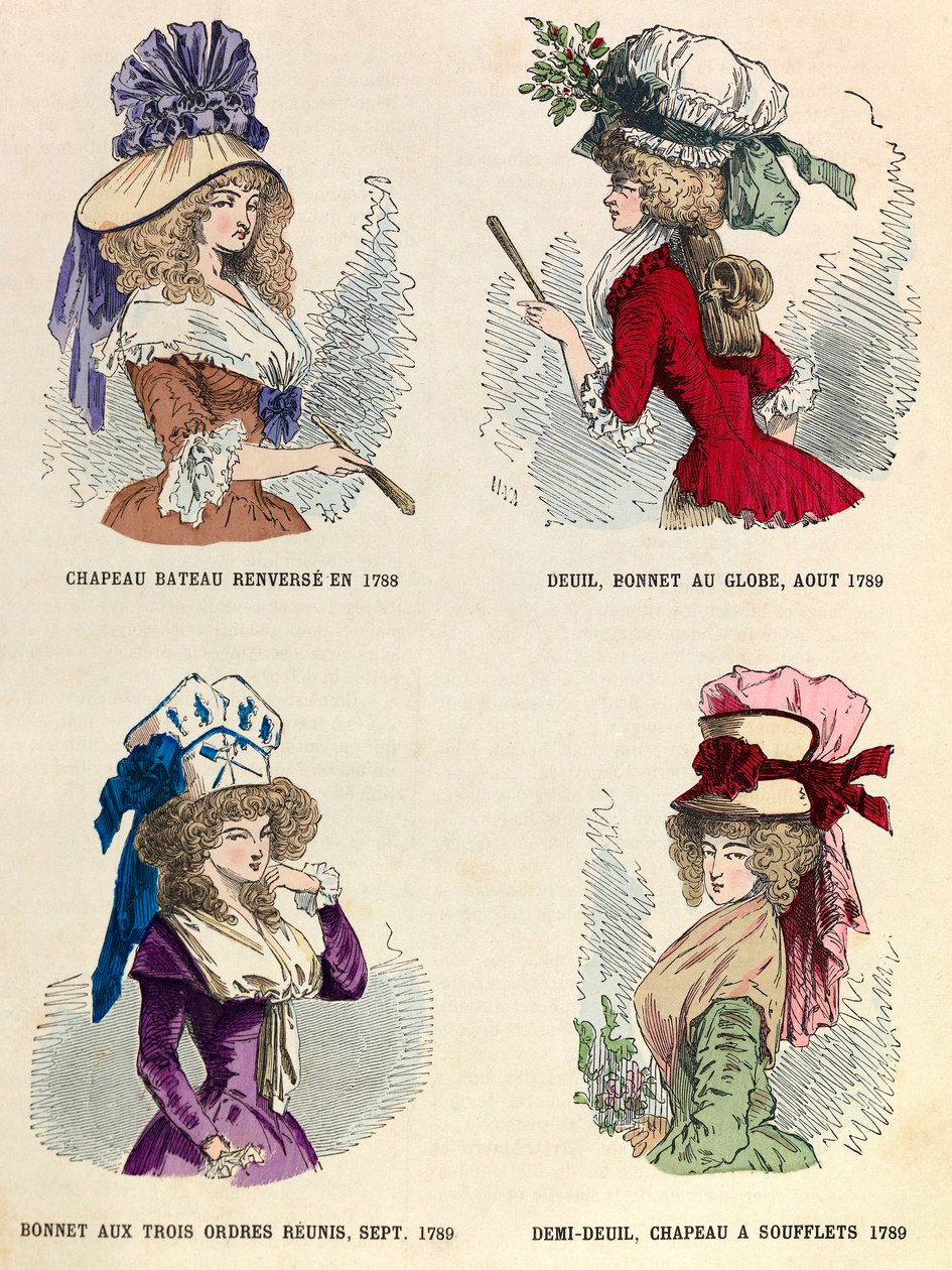 Différents styles de chapeaux en 1789 pendant la Révolution française - Anonymous Anonymous