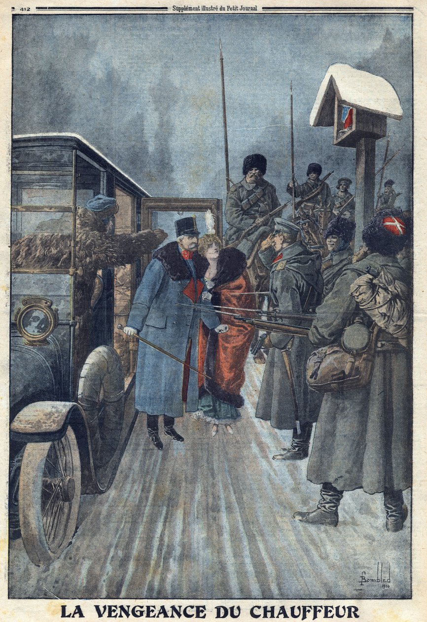 Première Guerre mondiale 1914-1918. Dénoncé par son chauffeur qui voulait se venger de ses mauvais traitements, le général autrichien Skarbonovich est fait prisonnier dans un camp russe. Dans « Le Petit Journal », le 20/02/1916. Collection privée - Anonymous Anonymous