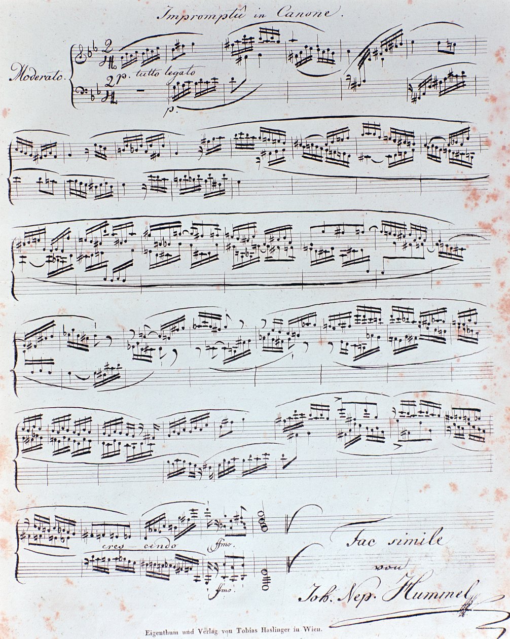 Première page de la méthode de piano par J. N. Hummel (19e siècle) - Anonymous Anonymous