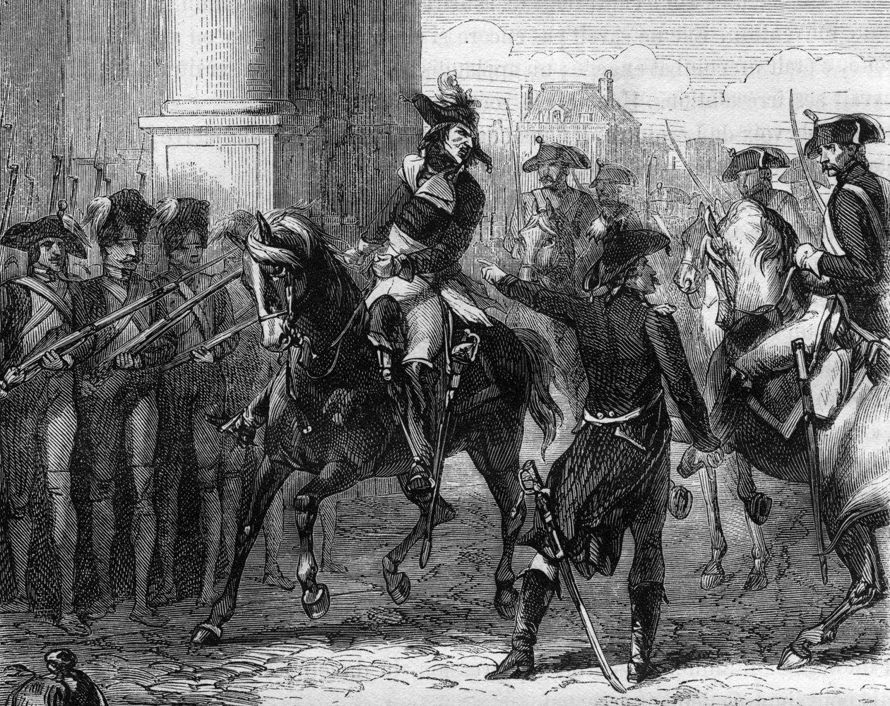 François Hanriot (1761-1794), révolutionnaire français à la porte de la convention (9 thermidor 1794) - Gravure dans « Histoire des Girondins » par Alphonse de Lamartine (1790-1869) 1865-1866 - Collection privée - Anonymous Anonymous