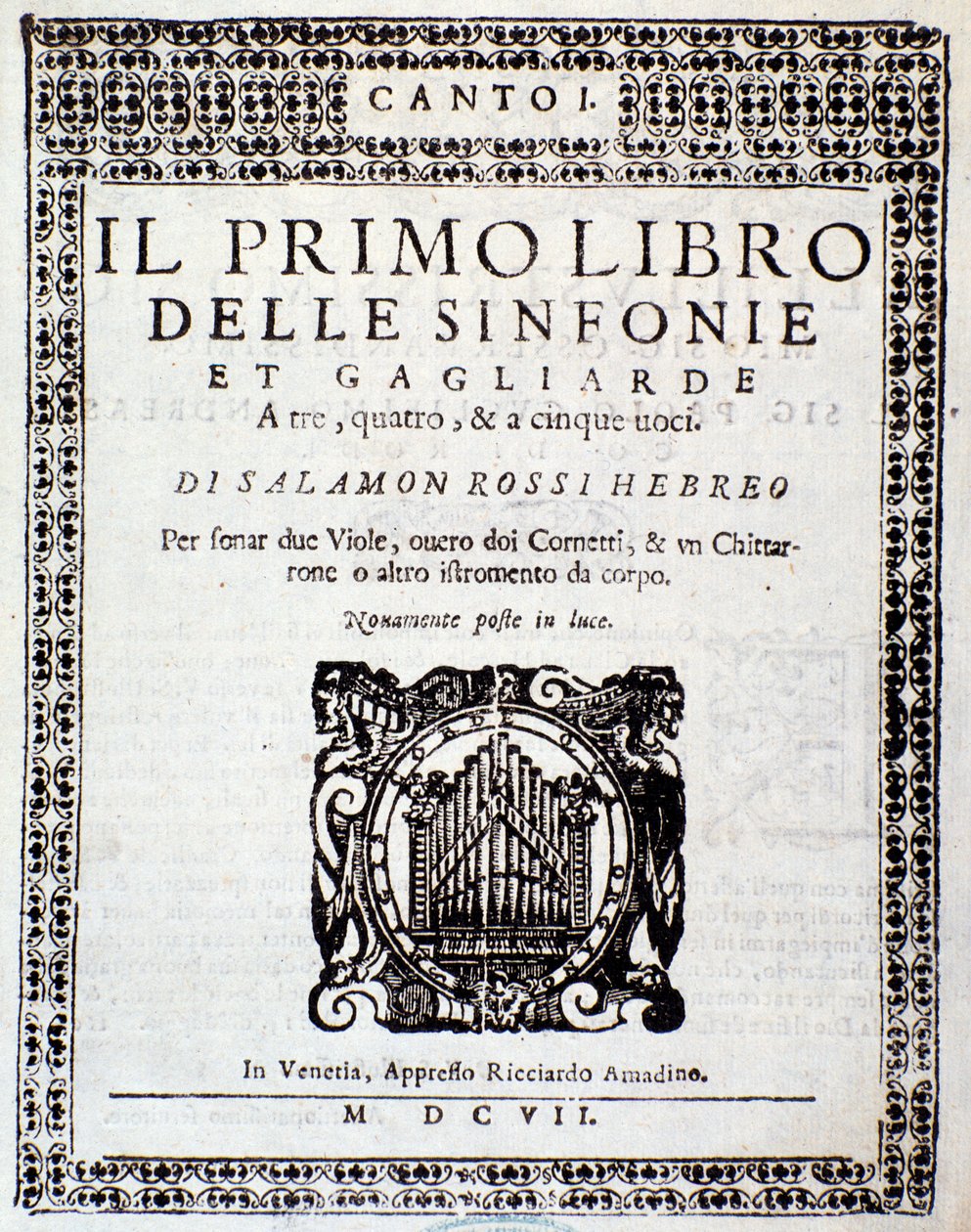 Frontispice de Primo libro di sinfonie e gagliarde par Salomone Rossi - Anonymous Anonymous