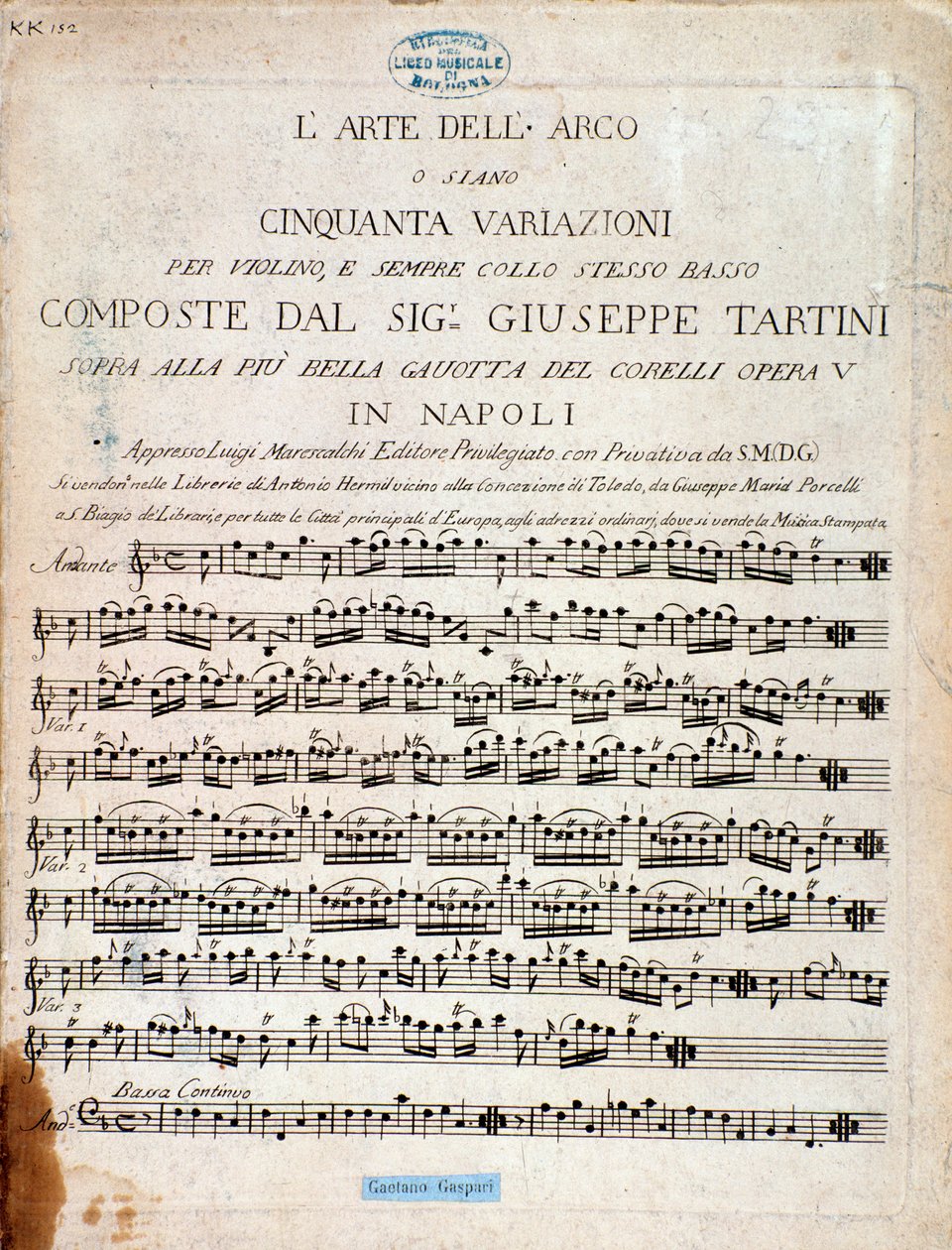 Frontispice de la partition musicale de L