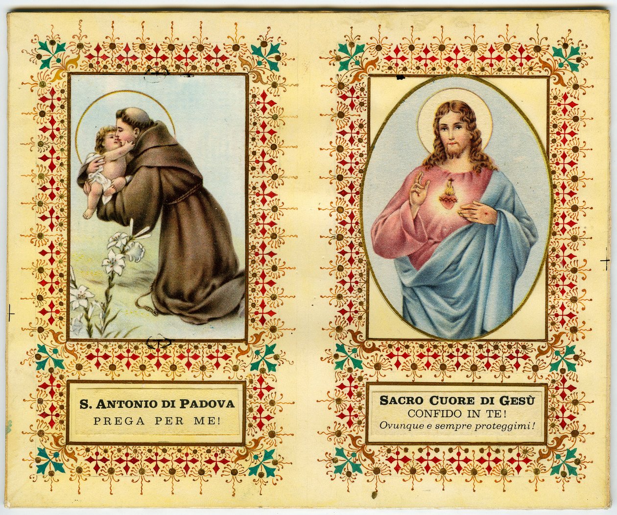 Image pieuse : Saint Antoine de Padoue et Jésus avec le Sacré-Cœur - Anonymous Anonymous