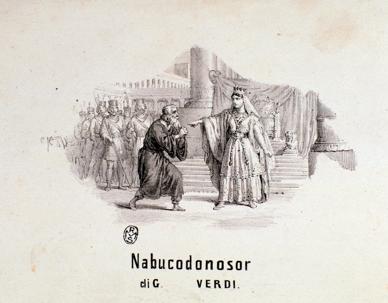 Frontispice illustré de la partition musicale de Nabucco, opéra de Giuseppe Verdi - Anonymous Anonymous