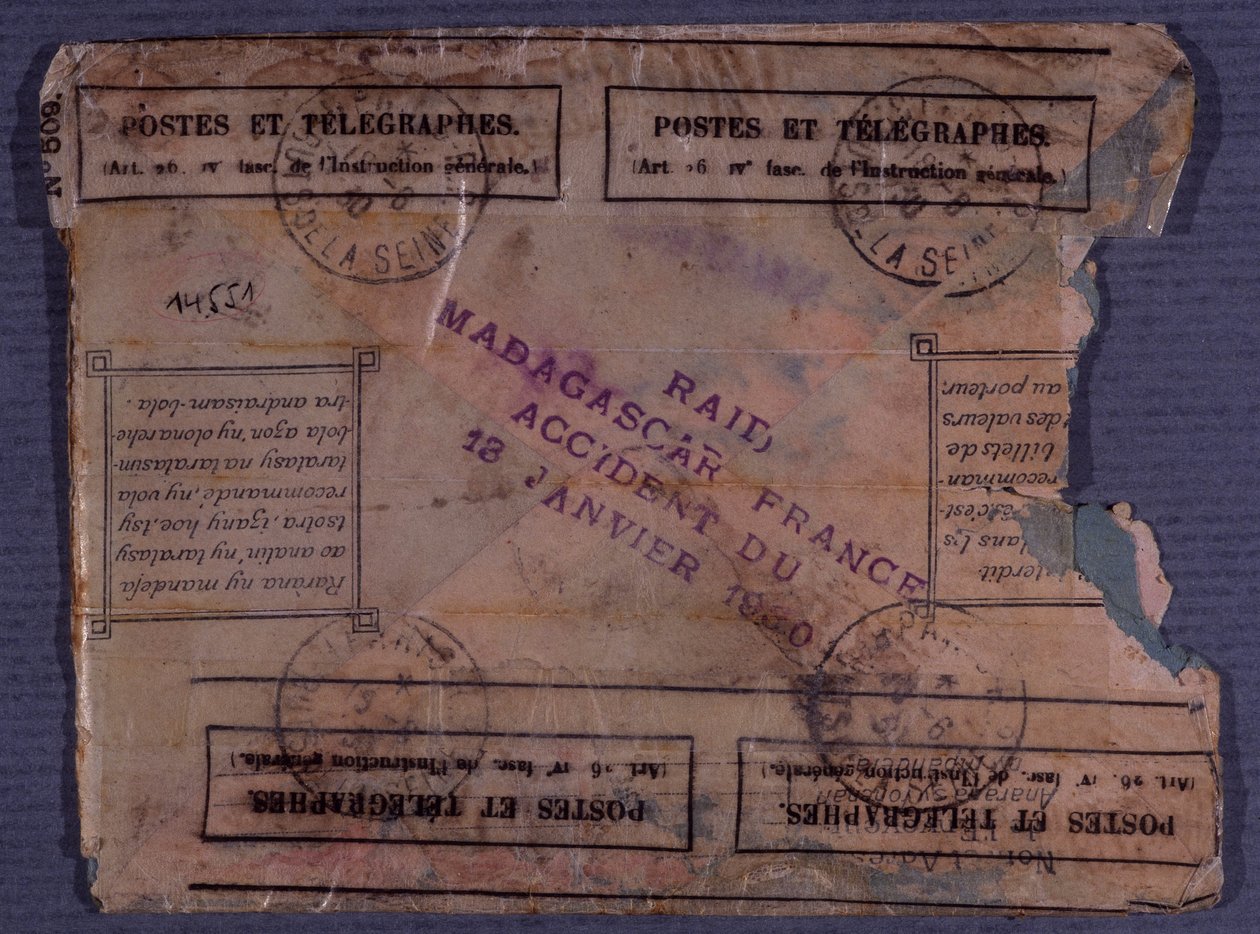 Dernière lettre du raid Madagascar-France (accident du 18 janvier 1930) - Anonymous Anonymous