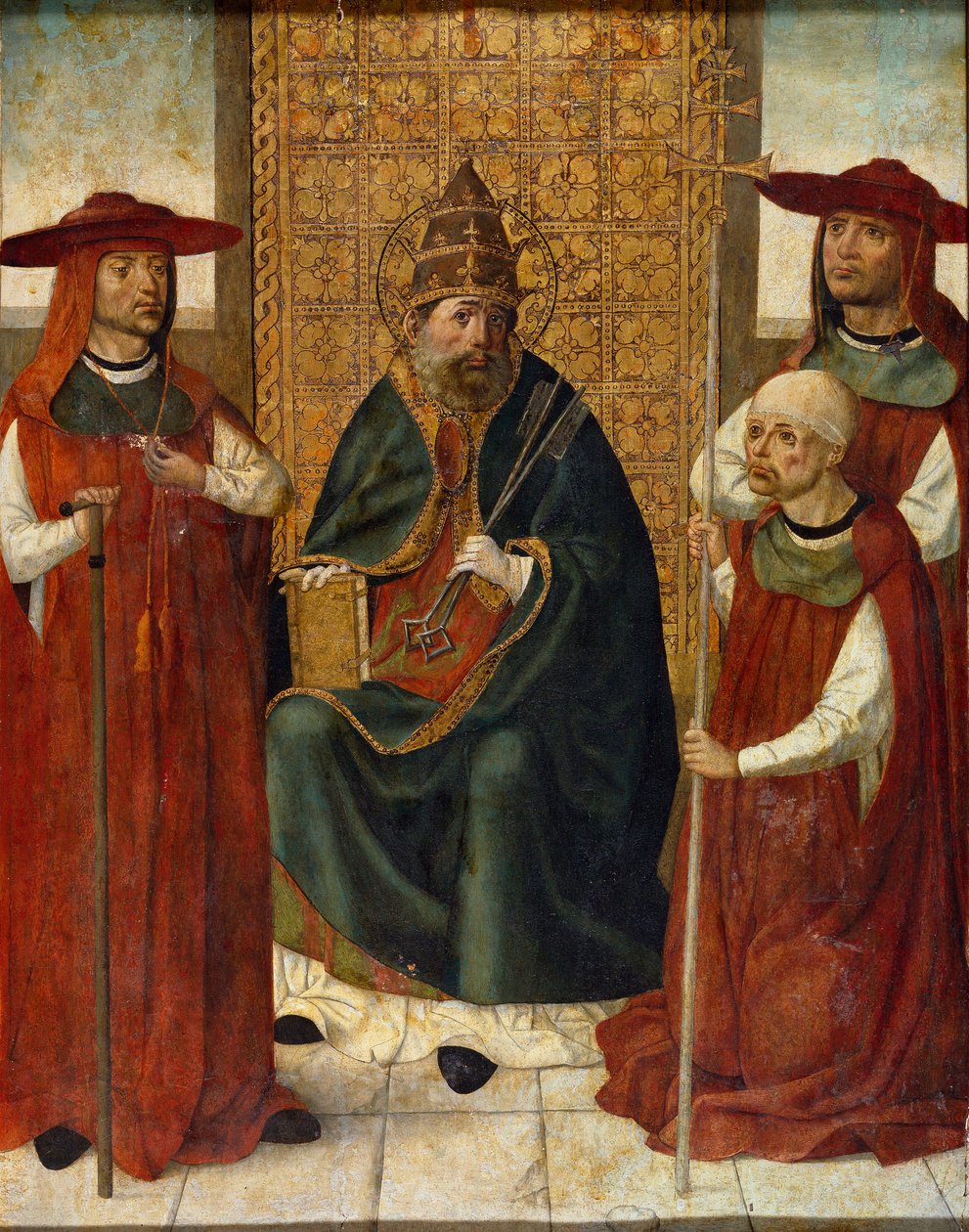 Le cardinal Pedro Gonzalez de Mendoza priant aux côtés de saint Pierre - Anonymous Anonymous