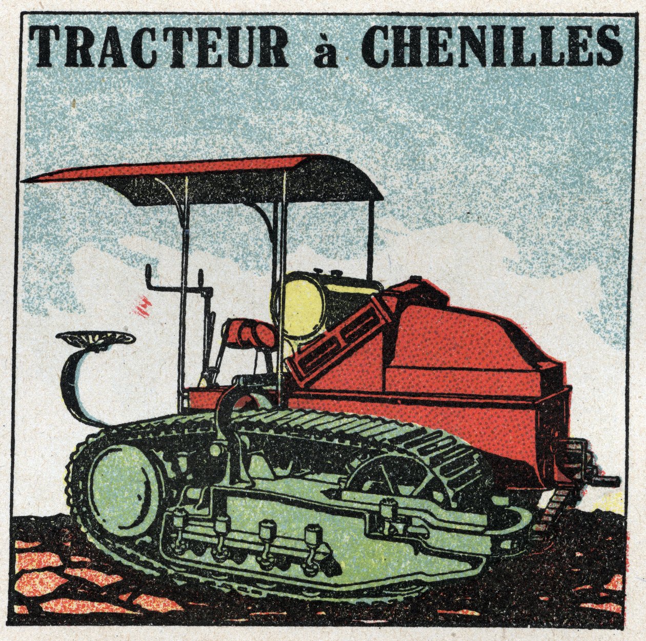 Traction mécanique : tracteur à chenilles. Illustration anonyme de 1925. Collection privée. - Anonymous Anonymous