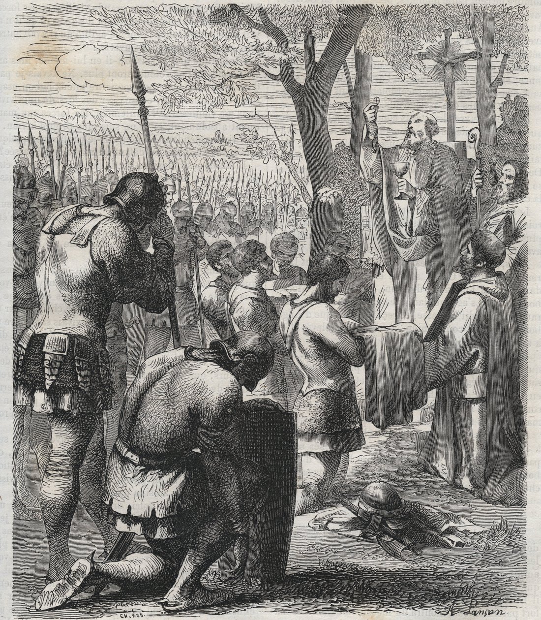 Otto I, empereur du Saint-Empire romain germanique reçoit la communion avant la bataille de Lechfeld (955) - L