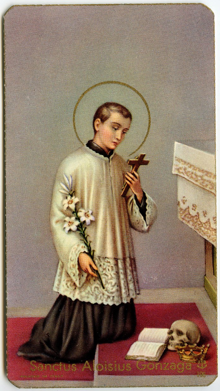 Image pieuse : Louis de Gonzague adorant la croix - Anonymous Anonymous
