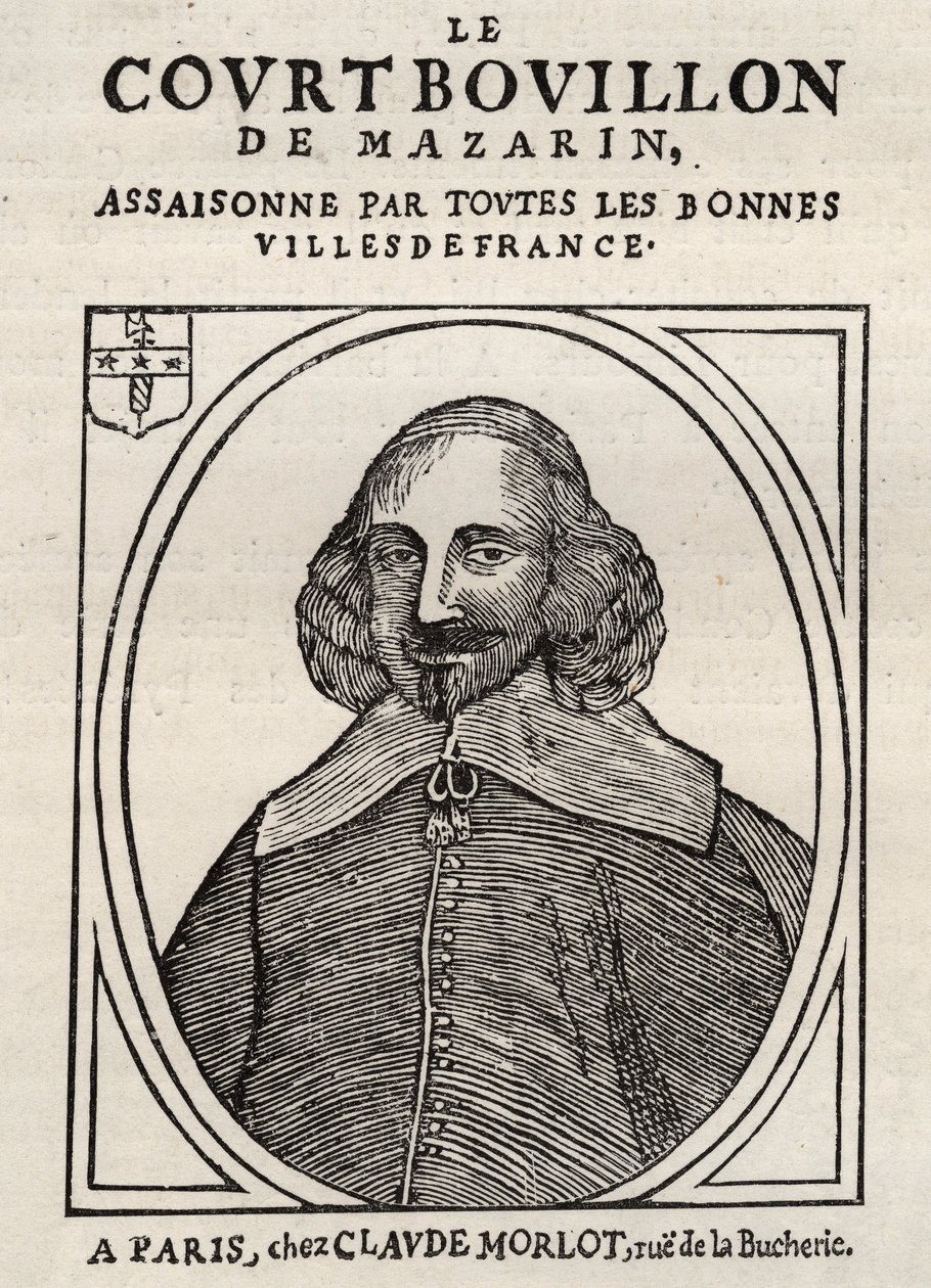 Pamphlets politiques Mazarinade (pamphlet politique sous la Fronde), image populaire contre Mazarin à propos de sa retraite à Bouillon (Le court bouillon de Mazarin). Collection privée. - Anonymous Anonymous
