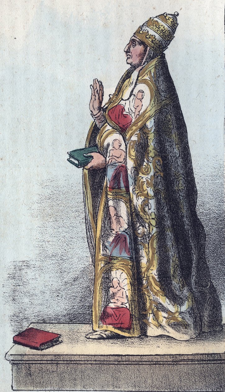 Pape Boniface VIII (1235-1303) - gravure de "Usi e Costumi di Tutti i Popoli dell