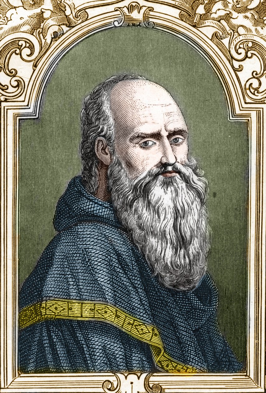 Portrait de Bernardino de Scapis dit Bernardino Luini (1481-1532) peintre italien. Gravure de 1859 dans « les galeries d