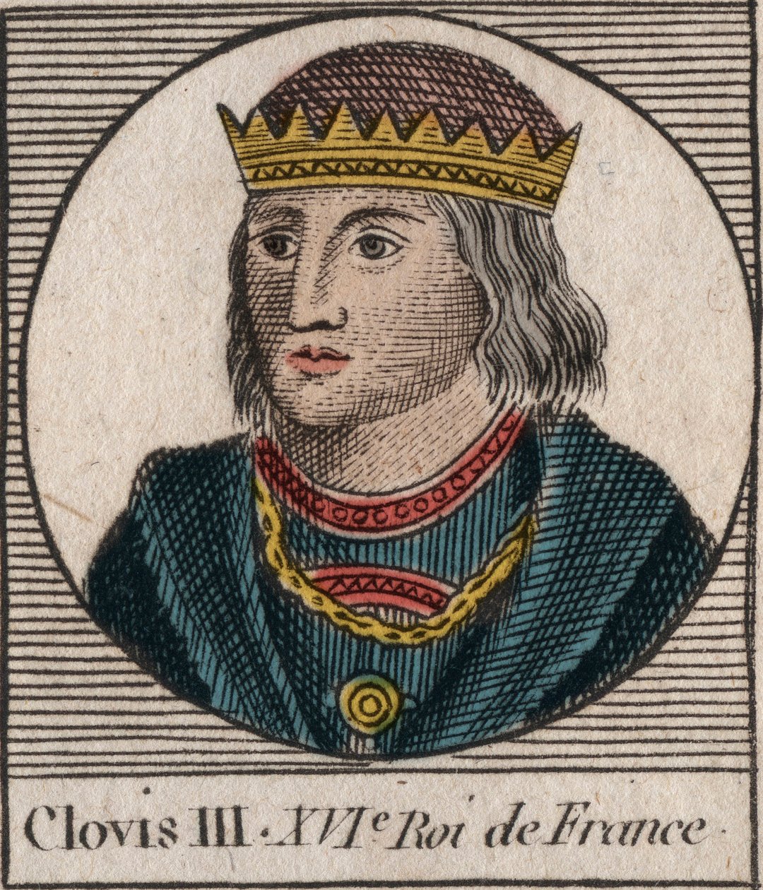 Portrait de Clovis III, roi des Francs de 691 à 695 - CLOVIS III roi mérovingien de Neustrie et d