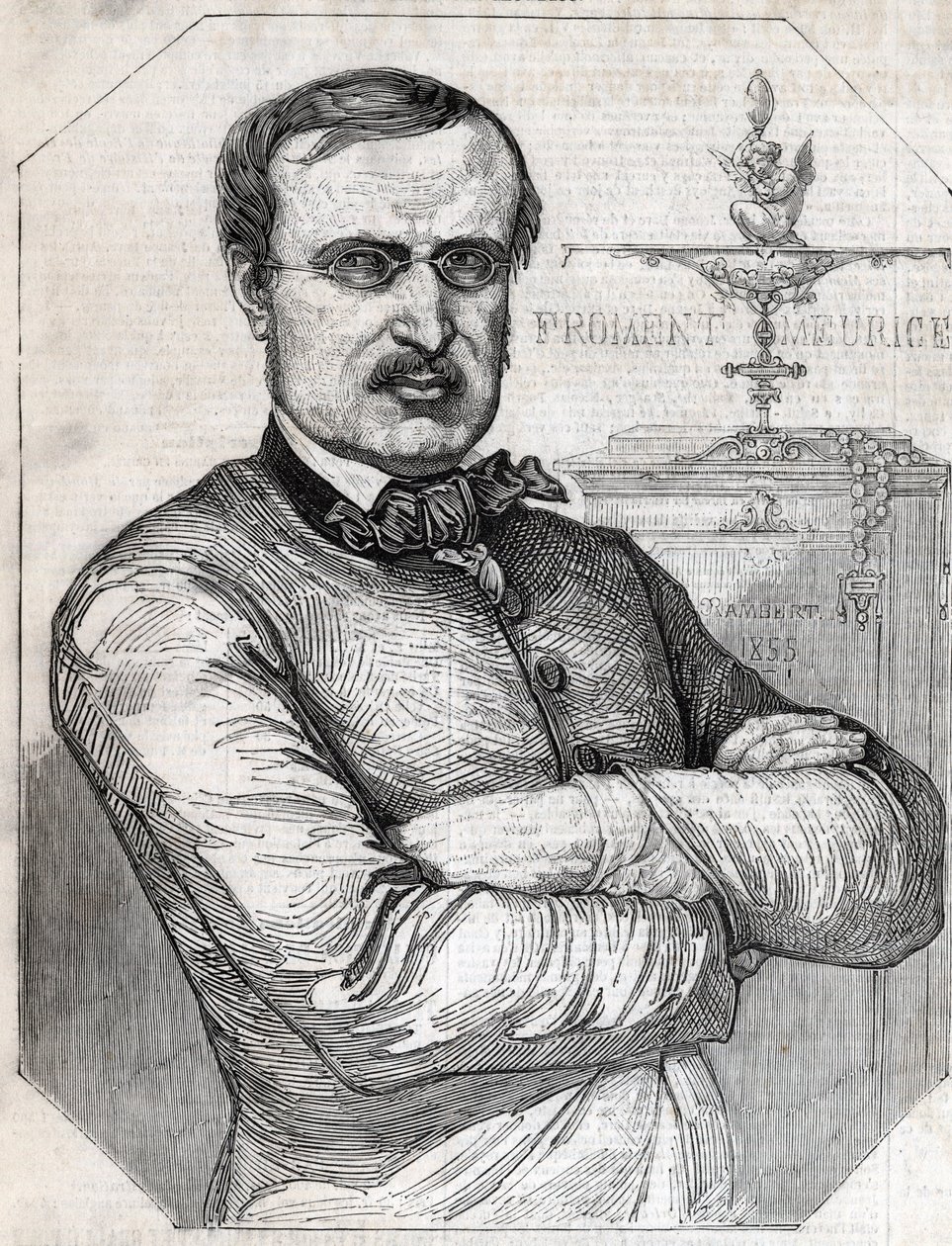 Portrait de François-Désiré Froment-Meurice (1802-1855) orfèvre français. Gravure de 1855. Collection privée. - Anonymous Anonymous