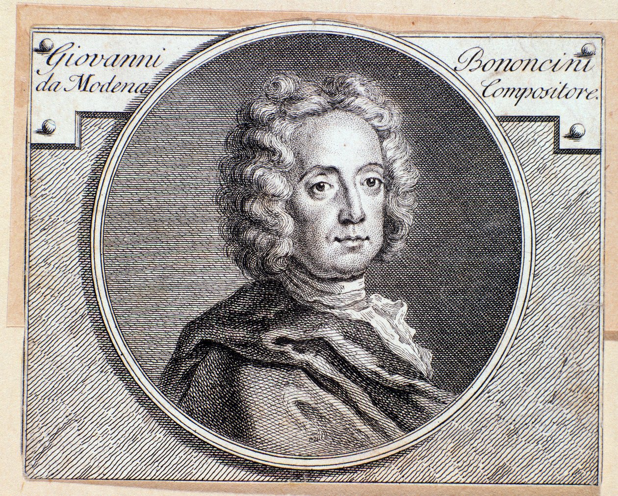Portrait du compositeur baroque italien et violoncelliste Giovanni Battista Bononcini. Gravure. 18e siècle - Anonymous Anonymous