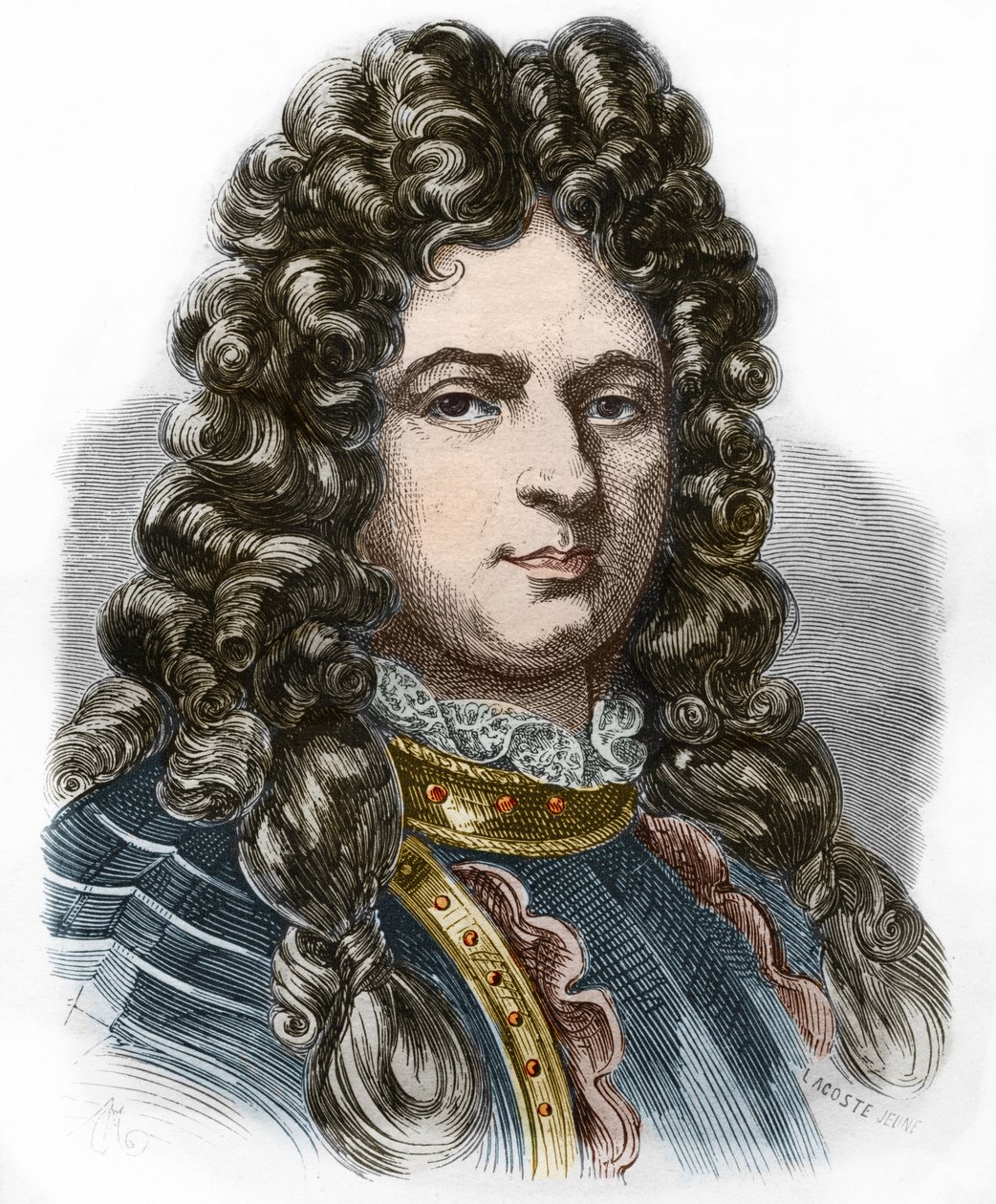 Portrait de Jean Bart (1650 - 1702), corsaire français. Gravure du XIXe siècle. Collection privée. - Anonymous Anonymous