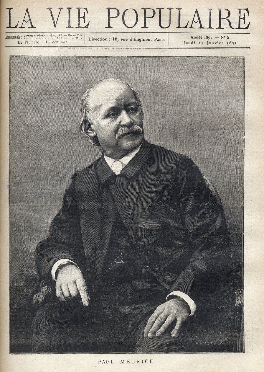Portrait de Paul Meurice (1818-1905), écrivain français. Gravure dans « La vie populaire » - Anonymous Anonymous