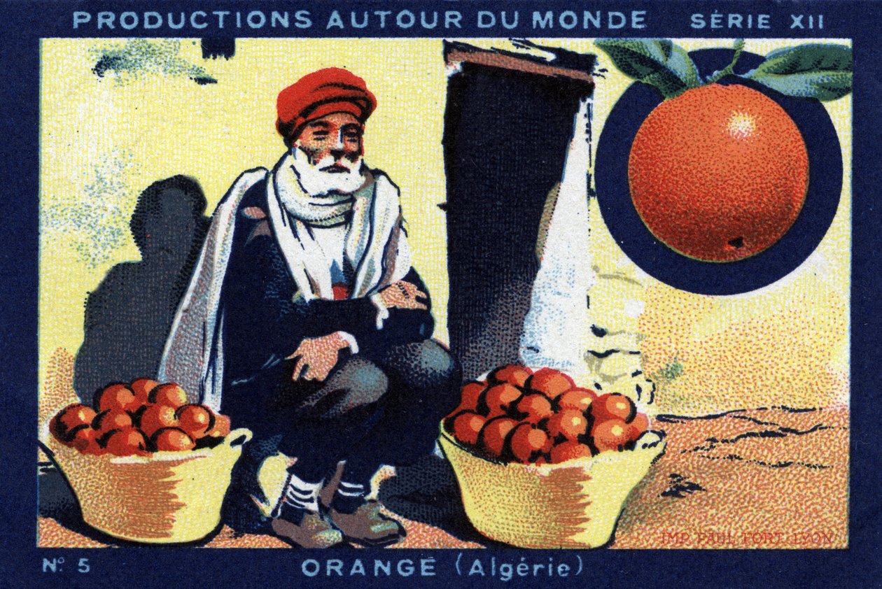 Productions autour du monde : Orange en Algérie. Chromolithographie de 1933 dans "Album Joseph-Milliat" - Anonymous Anonymous