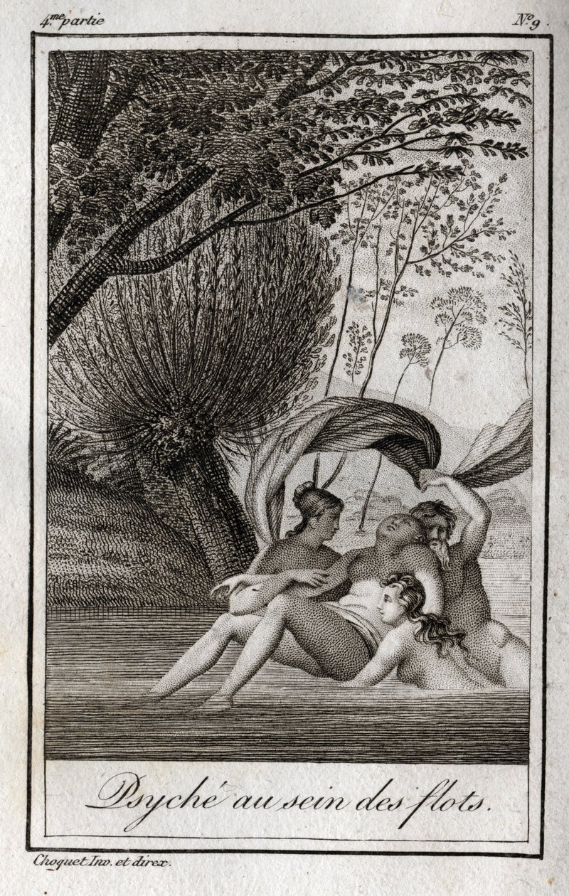 Psyché dans les vagues. Gravure de 1819 dans "Lettres à Émilie sur la mythologie" par Charles Albert Demoustier (1760-1801). Collection privée. - Anonymous Anonymous