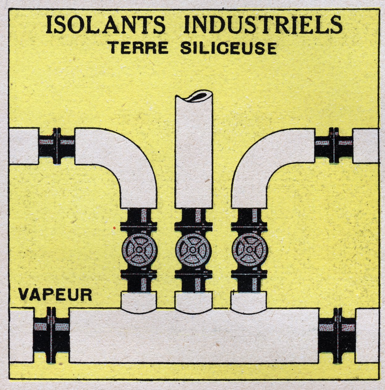 Radiation et conductibilité : isolation industrielle. Nous entourons les tuyaux de briques de terre siliceuse. Illustration anonyme de 1925. Collection privée - Anonymous Anonymous