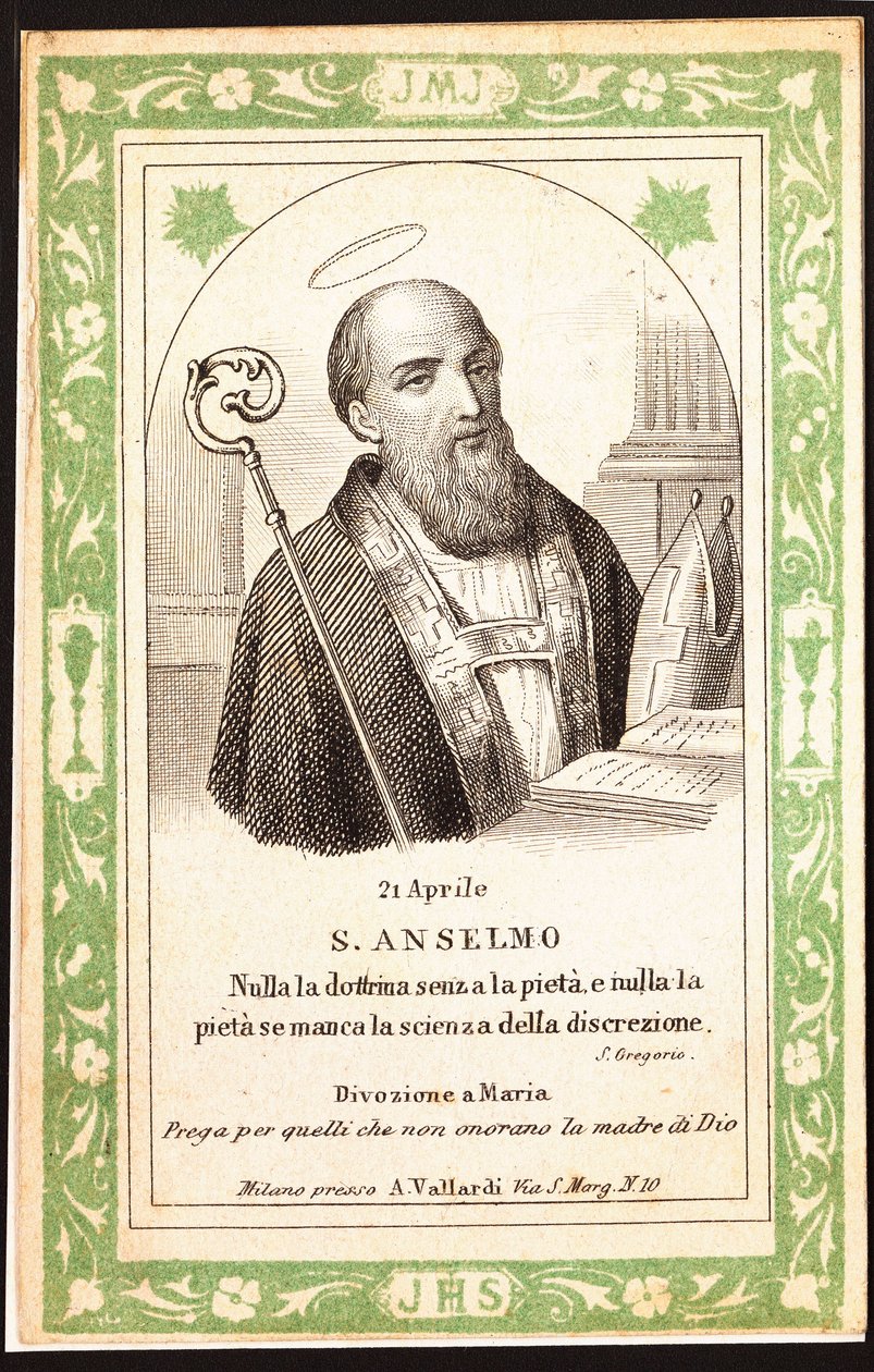 Représentation de Saint Anselme. Image pieuse - Anonymous Anonymous