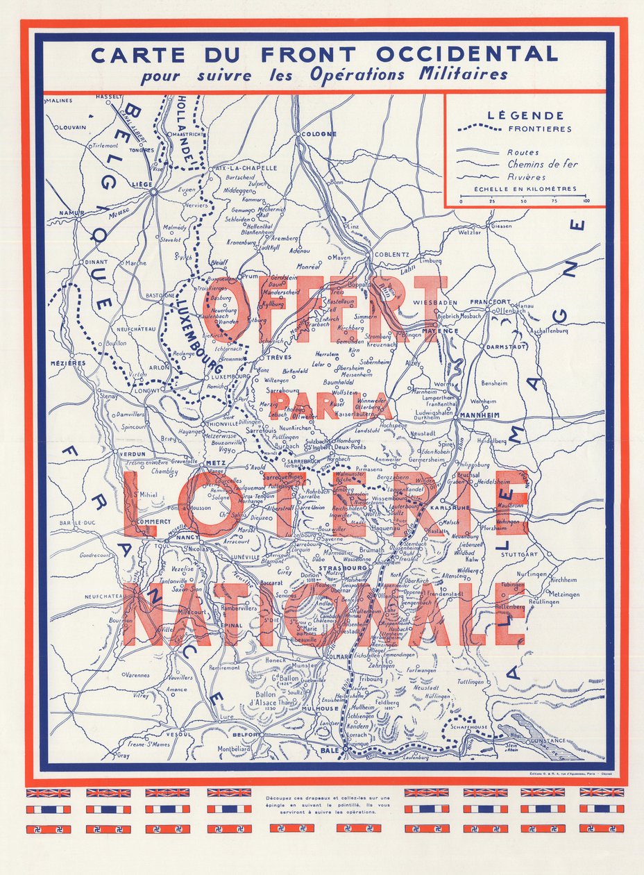 Seconde Guerre mondiale (2ème 2ème 2ème IIIe 39-45 1939-1945) - Guerre 1939 1945 - Carte du front occidental, offerte par la Loterie nationale - Anonymous Anonymous